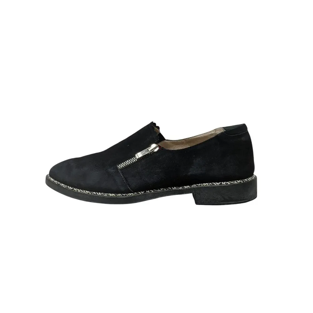 Beautifeel Issey Black Leather Side Zip Casual Loafers Shoes Womens 9